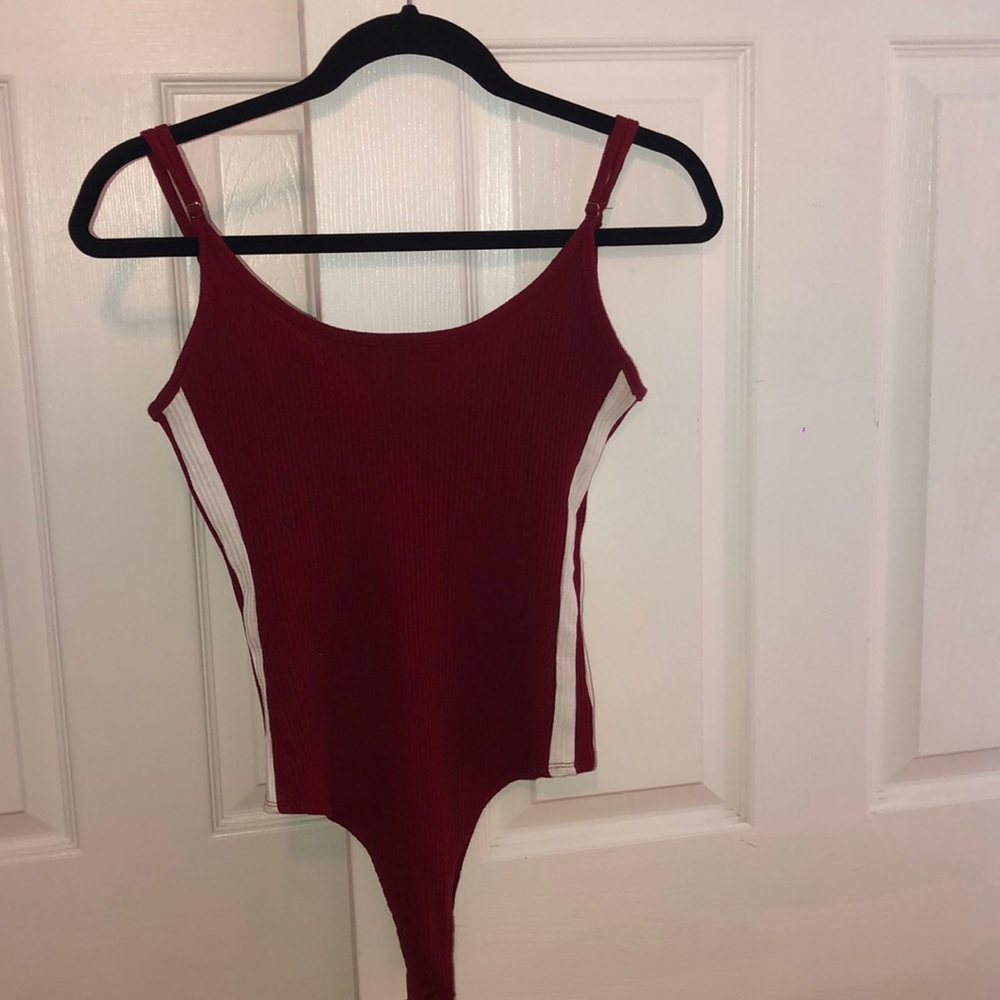 Red Body Suit with White Stripes